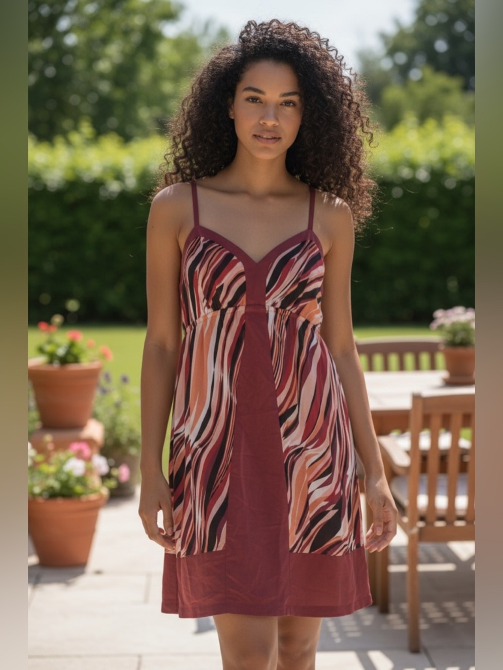 Elle Red and Pink Backless Dress